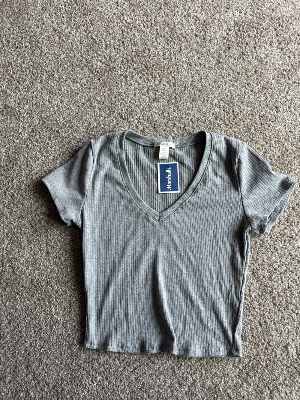 Marshalls Gray Ribbed V-Neck Crop Top